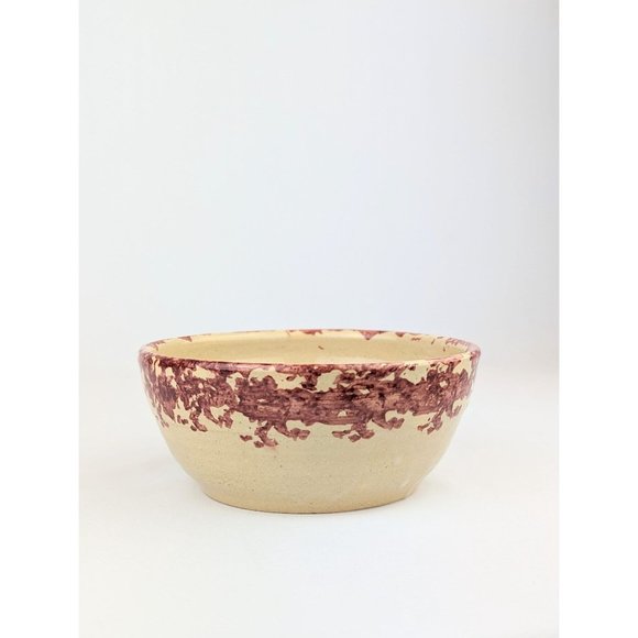 Handmade 6.5" Stoneware Bowl Red Apple Rustic Farmhouse Country Studio Pottery - Picture 6 of 10